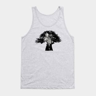 Baobab in Silhouette with Zebra Face Overlay Tank Top